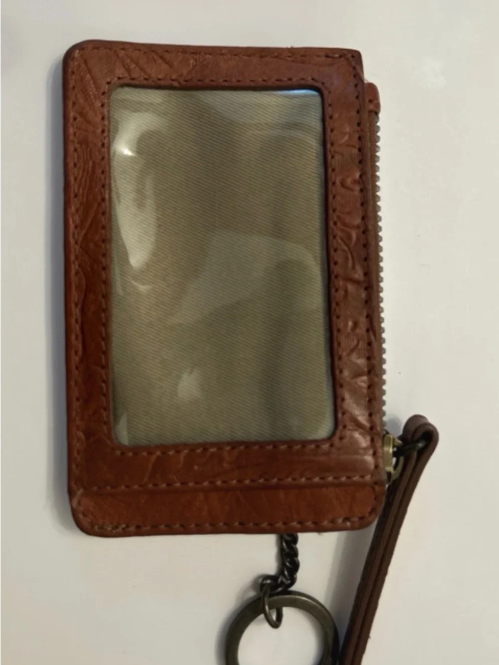 American Originals Brown Leather Card Wallet Keychain
